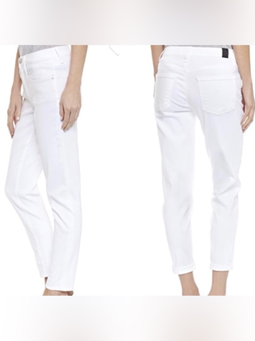 Vince Mason Relaxed Rolled White Ankle-Length Jeans